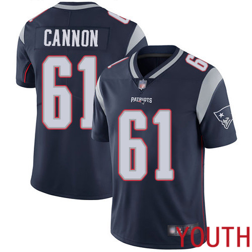 New England Patriots Football 61 Vapor Limited Navy Blue Youth Marcus Cannon Home NFL Jersey